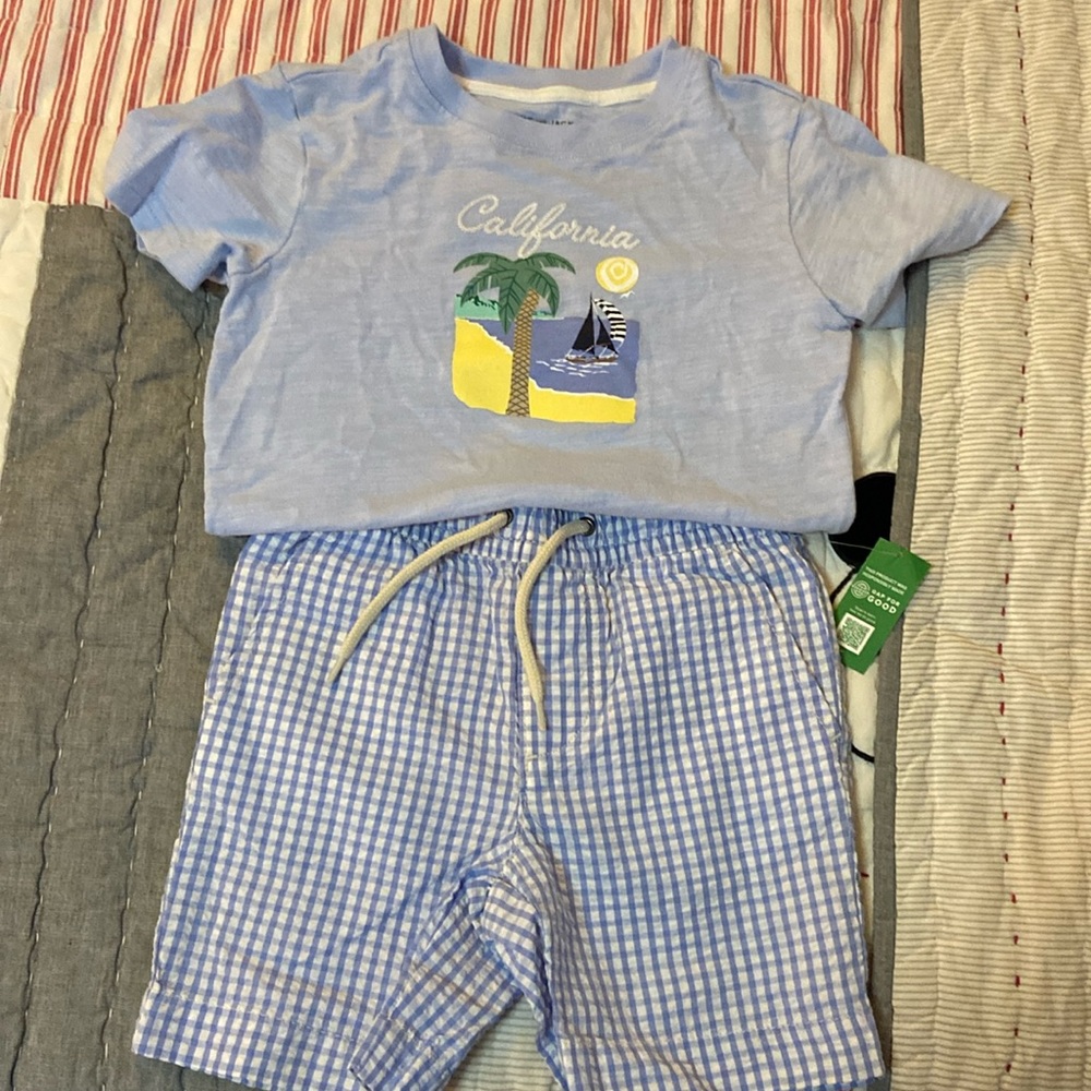 Janie and Jack blue Tshirt and shorts from Gap kids.